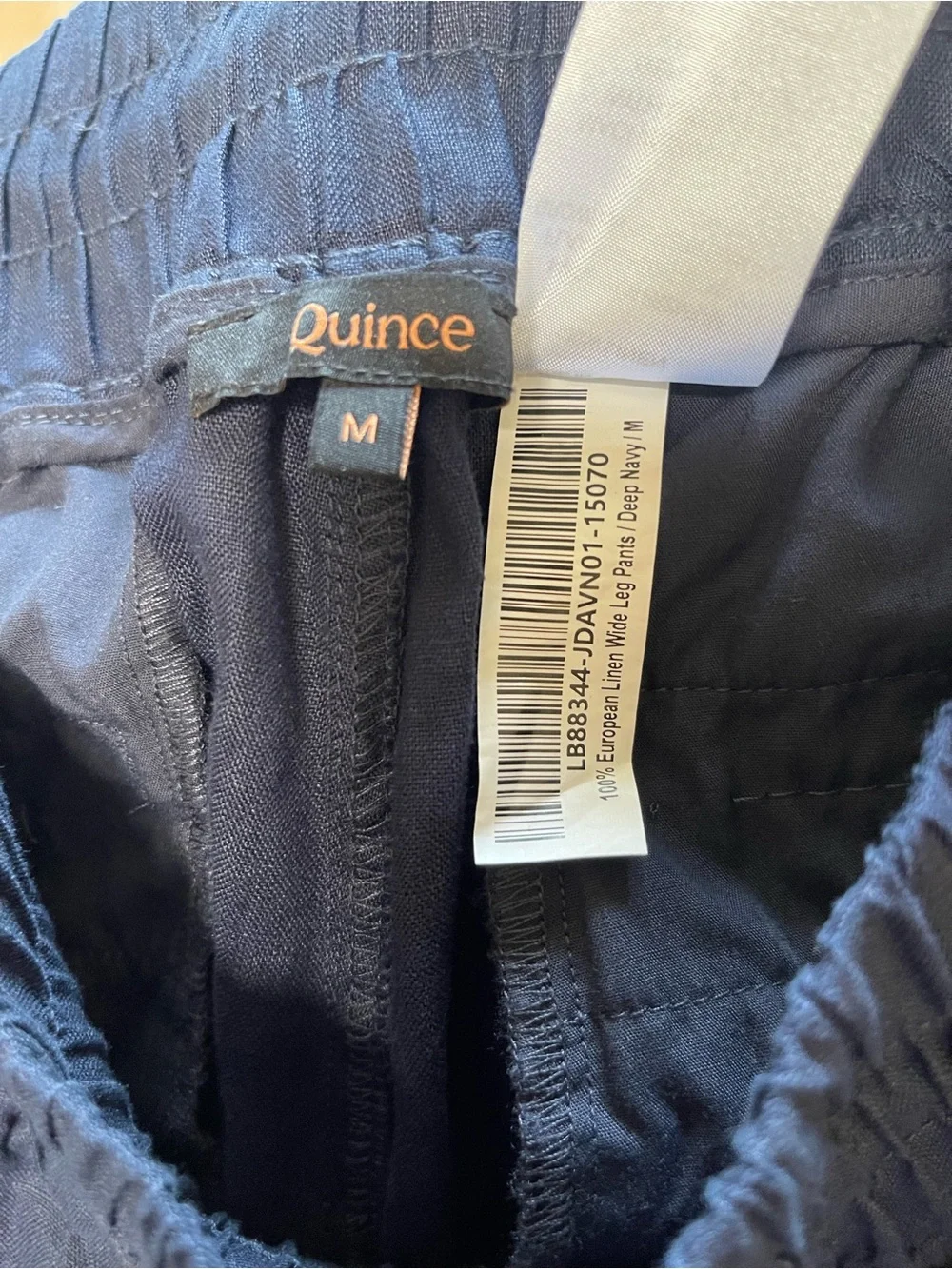 Quince 100% European Linen Wide Leg Pants in Deep Navy Size Medium